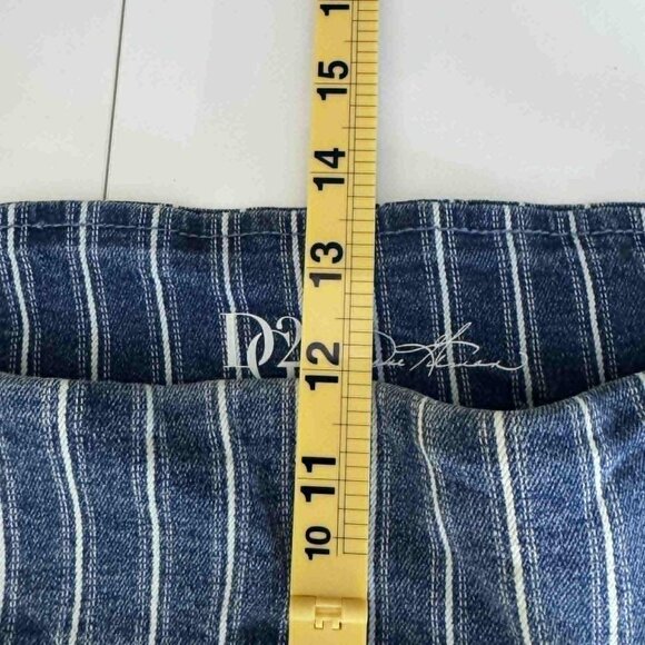 DG2 by Diane Gilman Blue Pinstripe Denim Bermuda Shorts 2X High Rise Raw Hem Y2K - Picture 5 of 7